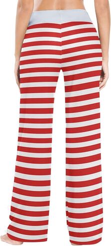 ALAZA Red White Stripes Pajama Pants for Women, Long Soft Lounge Sleep Pajama Bottoms in Saudi Arabia