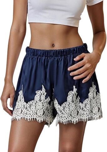Women Satin Silk Shorts Y2k Lace Trim Boxers Lounge Slip Pj Bottoms Cute Micro Shorts in Kuwait