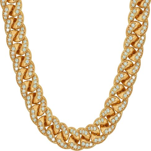 LIFETIME JEWELRY Cuban Link Cubic Zirconia Necklace 24k Real Gold Plated Necklace for Men 20 and 24 Inch in Saudi Arabia