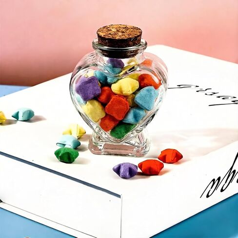 3 قطع من الجرار الزجاجية على شكل قلب مع أغطية الفلين، حاوية صغيرة لطيفة سعة 2.7 أونصة، زجاجات زجاجية صغيرة لمشاريع الحرف الفنية التي تصنعها بنفسك، لوازم حفلات الديكور في عيد الحب وعيد الأم in Kuwait