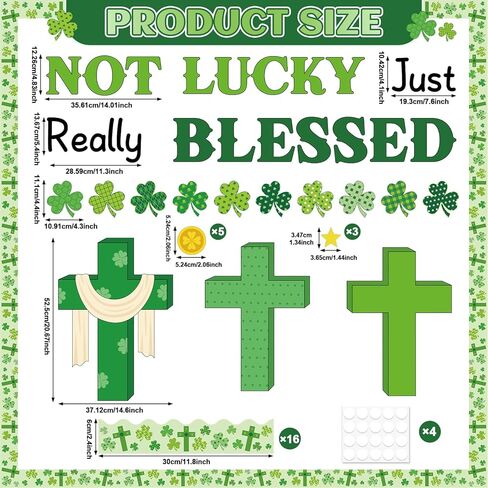 St. Patrick’s Day Christian Bulletin Board Decoration Set St. Patrick's Day Shamrock Clover Cutouts Religious Jesus Cross Bulletin Board for Church Home Classroom School Chalkboard Wall Decor in Saudi Arabia