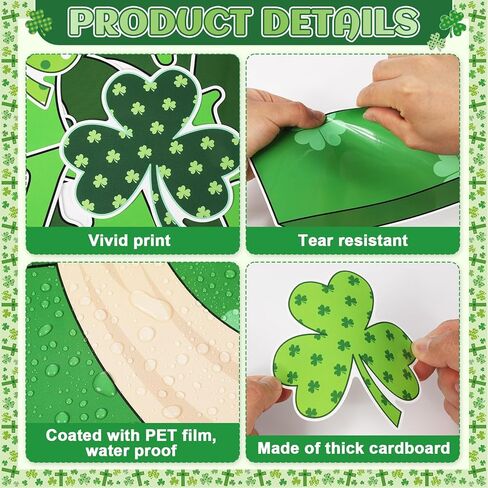St. Patrick’s Day Christian Bulletin Board Decoration Set St. Patrick's Day Shamrock Clover Cutouts Religious Jesus Cross Bulletin Board for Church Home Classroom School Chalkboard Wall Decor in Saudi Arabia