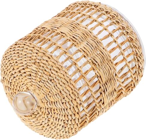 DECHOUS Glass Candle Holder Cloche Decorative Rattan Wrap Multi-use Candle Cover for Home Decor Suitable for Table Centerpieces and Events in Saudi Arabia
