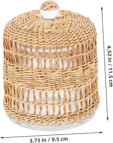 DECHOUS Glass Candle Holder Cloche Decorative Rattan Wrap Multi-use Candle Cover for Home Decor Suitable for Table Centerpieces and Events in Saudi Arabia