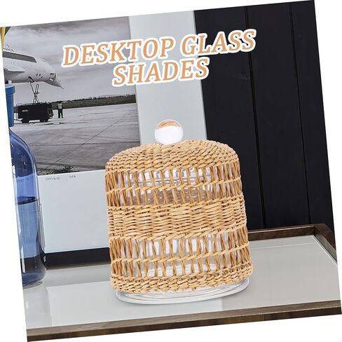 DECHOUS Glass Candle Holder Cloche Decorative Rattan Wrap Multi-use Candle Cover for Home Decor Suitable for Table Centerpieces and Events in Saudi Arabia