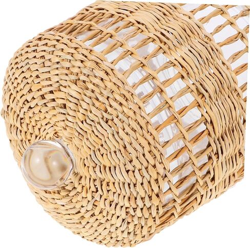 DECHOUS Glass Candle Holder Cloche Decorative Rattan Wrap Multi-use Candle Cover for Home Decor Suitable for Table Centerpieces and Events in Saudi Arabia