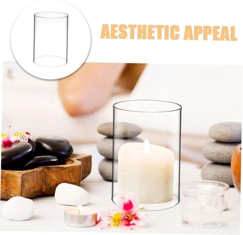 PRETYZOOM 2pcs Clear Glass Candle Holders Heat Resistant Transparent Shades for Decor Compact Cylindrical Design for Tables Weddings and Celebrations in Saudi Arabia