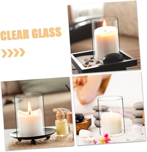 PRETYZOOM 2pcs Clear Glass Candle Holders Heat Resistant Transparent Shades for Decor Compact Cylindrical Design for Tables Weddings and Celebrations in Saudi Arabia