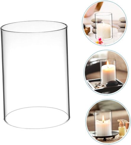 PRETYZOOM 2pcs Clear Glass Candle Holders Heat Resistant Transparent Shades for Decor Compact Cylindrical Design for Tables Weddings and Celebrations in Saudi Arabia