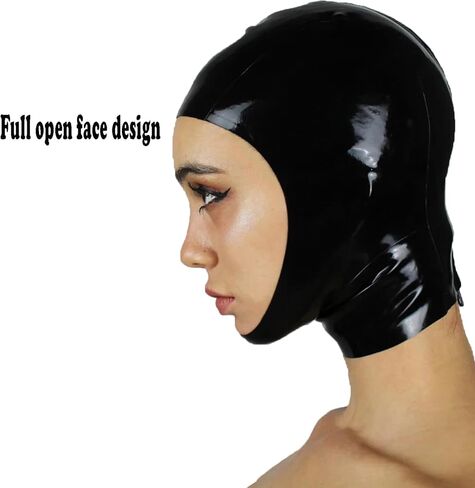 ABWL Black Latex Masks Hooded,Handmade Rubber Hood with and Back Zipper Full Face Opening for Novelty Latex Club Wear in Saudi Arabia