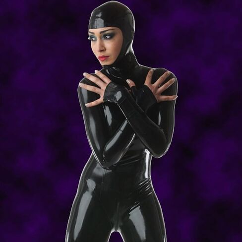 ABWL Black Latex Masks Hooded,Handmade Rubber Hood with and Back Zipper Full Face Opening for Novelty Latex Club Wear in Saudi Arabia