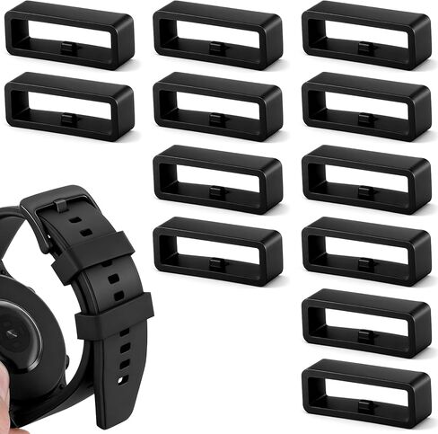 cobee 12pcs Black Watch Bands Holder Loop, 22mm Rubber Watch Band Keeper Loop, Watches Band Keeper Strap Replacement for Smart Sport Watches Parts in Saudi Arabia