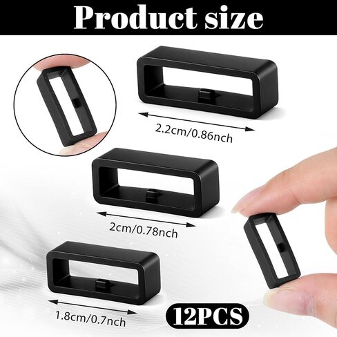 cobee 12pcs Black Watch Bands Holder Loop, 22mm Rubber Watch Band Keeper Loop, Watches Band Keeper Strap Replacement for Smart Sport Watches Parts in Saudi Arabia