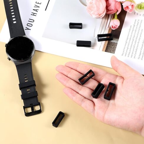 cobee 12pcs Black Watch Bands Holder Loop, 22mm Rubber Watch Band Keeper Loop, Watches Band Keeper Strap Replacement for Smart Sport Watches Parts in Saudi Arabia