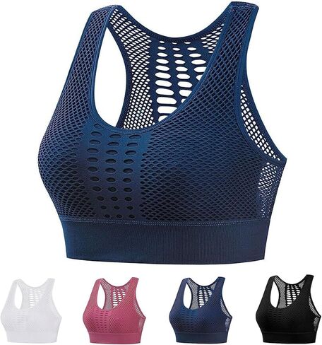 Shockproof Push-Up Breathable Mesh Sports Bra,Women's Breathable Shockproof Running Gathering Shaping,Yoga Sports Bra in Saudi Arabia