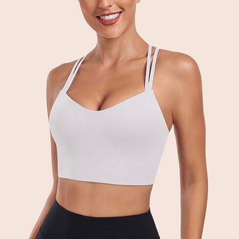 Sports Bra for Women Criss Cross Back Longline Yoga Bra with Molded Cups Seamless Padded Workout Top in Saudi Arabia