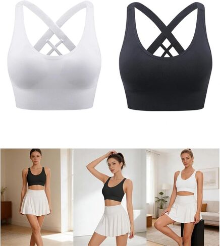 2 Pack Women's Cross-Style Sports Bra, Unpadded Top, Yoga Fitness Compression Bra Suitable for All Kinds of Sports in Saudi Arabia