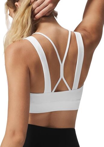 Yvette V-Neck Yoga Bra with Fixed Cups Cross-Back Design Sports Bras Workout Crop Top for Women in Saudi Arabia