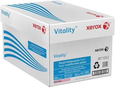 Xerox® Vitality™ Pastel Color Multi-Use Printer & Copy Paper, 10 Reams, Pink, Letter (8.5" x 11"), 5000 Sheets Per Case, 20 Lb, FSC® Certified, 30% Recycled in Saudi Arabia
