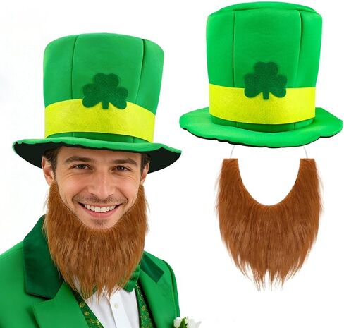 Shamrock Green Top Hat for St. Patrick's Day, Velvet Leprechaun Hat for Adults, Clover St Patricks Cap in Saudi Arabia