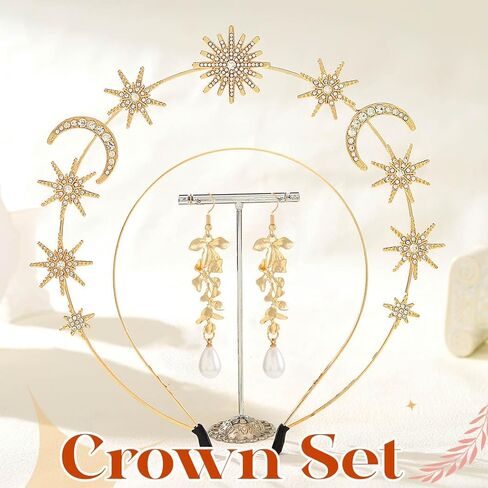 Sixexey Halo Crown Set Golden Celestial Goddess Costume Headpiece Mary Tiara Bridal Wedding Cosplay Party Accessories for Women in Saudi Arabia