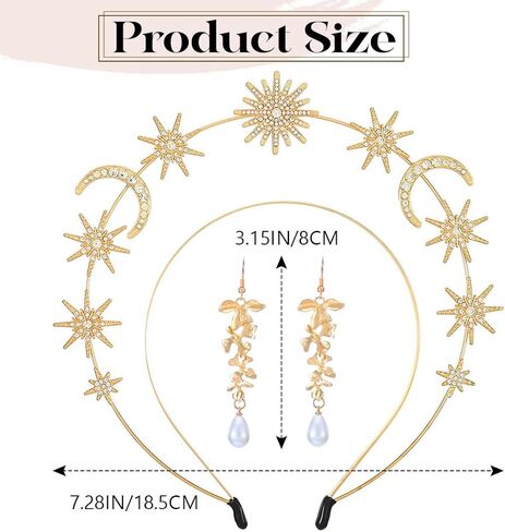 Sixexey Halo Crown Set Golden Celestial Goddess Costume Headpiece Mary Tiara Bridal Wedding Cosplay Party Accessories for Women in Saudi Arabia
