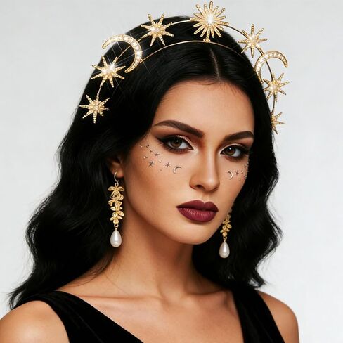 Sixexey Halo Crown Set Golden Celestial Goddess Costume Headpiece Mary Tiara Bridal Wedding Cosplay Party Accessories for Women in Saudi Arabia