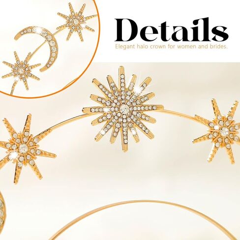 Sixexey Halo Crown Set Golden Celestial Goddess Costume Headpiece Mary Tiara Bridal Wedding Cosplay Party Accessories for Women in Saudi Arabia