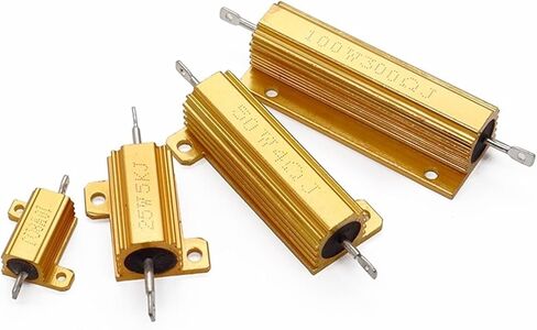1PCS RX24 gold aluminum shell resistor 10 cooling 25/50/100 W high power 0.1/4/5/8/10/20R/500ohm(100W,50R) in Saudi Arabia