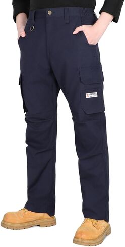 سروال KONRECO FR للرجال جيوب البضائع المفيدة بنطلون جينز نجار مقاوم للهب 8.5oz قابل للتمدد ناعم ومريح NFPA2112 CAT2 in Kuwait