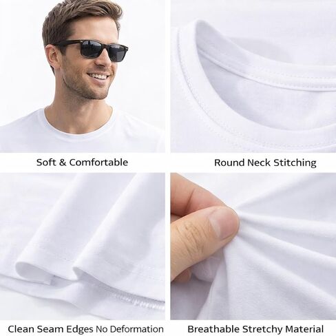 6 PCS Unisex White Polyester Sublimation Blank T-Shirts, Crew Neck Short Sleeve Bulk Wholesale Sublimation Blanks for Heat Transfer and DIY Gifts in Saudi Arabia
