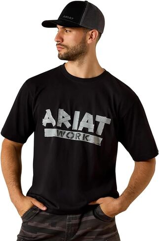 تي شيرت ARIAT للرجال من قطن حديد التسليح بشعار القناة القوية in Saudi Arabia