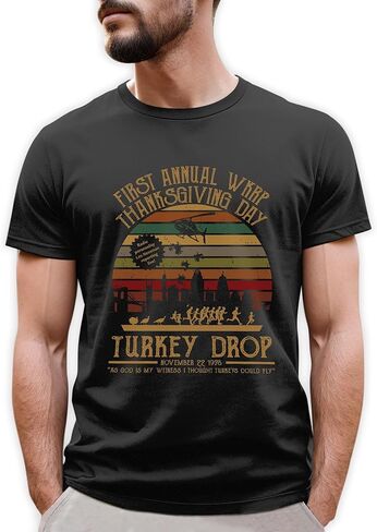 First Annual WKRP Thanksgiving Day Turkey Drop Tshirt - Thanksgiving Day T-Shirt - Gifts for Thanksgiving Day in Saudi Arabia