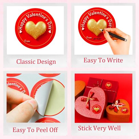 ملصقات عيد الحب السعيد - ملصقات مقاس 2 بوصة من وإلى ملصقات هدايا عيد الحب - 60 قطعة من ملصقات أسماء عيد الحب لأختام مغلفات البطاقات وصناديق الهدايا وديكورات حفلات عيد الحب in Kuwait