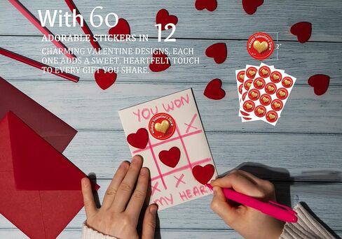 ملصقات عيد الحب السعيد - ملصقات مقاس 2 بوصة من وإلى ملصقات هدايا عيد الحب - 60 قطعة من ملصقات أسماء عيد الحب لأختام مغلفات البطاقات وصناديق الهدايا وديكورات حفلات عيد الحب in Kuwait