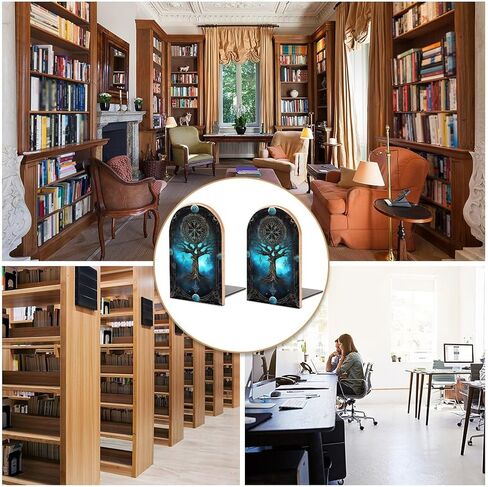 Tree of Life Viking 2PCS Wood Book Ends Bookends for Shelves Non Skid Book Ends for Office Home Kitchen, Bookends for Holding Books 6.7 * 4.7inch in Saudi Arabia