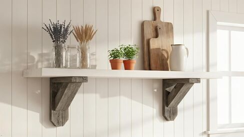 Rustic Revival | Decorative Rustic Barnwood Corbel & Book End – Farmhouse Shelf Bracket and Bookend Accent – Authentic Weathered Wood Real Wood Décor in Saudi Arabia