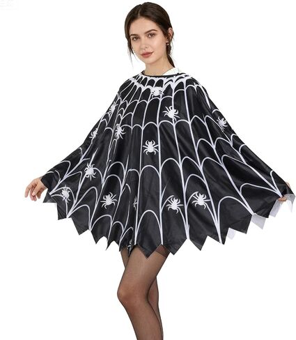 Spider Web Poncho Halloween Costume, Halloween Carnival Party, Festive Woman Decorative Top Shawl in Saudi Arabia