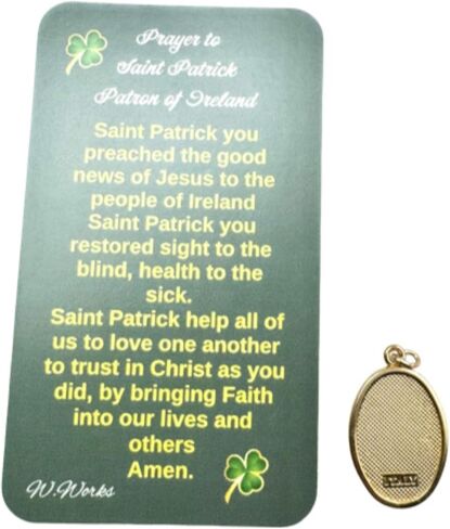 Westmon Works St Patrick Medal Irish Prayer Set Italian Metal Medallion of the Patron Saint of Ireland with Holy Card in Saudi Arabia
