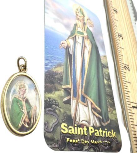Westmon Works St Patrick Medal Irish Prayer Set Italian Metal Medallion of the Patron Saint of Ireland with Holy Card in Saudi Arabia
