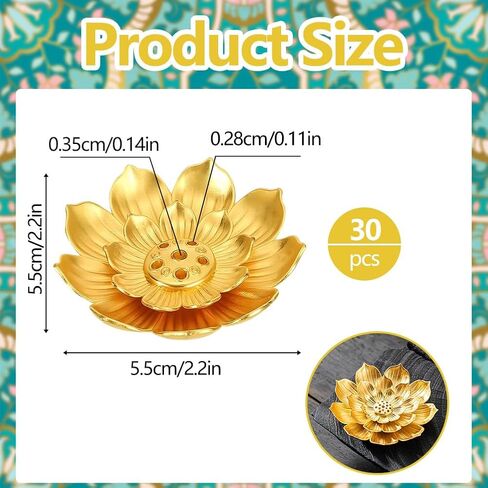 30 قطعة من هدايا ديوالي، حامل بخور اللوتس، هدايا الإرجاع الهندية لمجموعة بوجا، حامل أعواد بخور اللوتس الذهبي in Kuwait