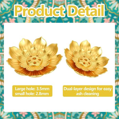 30 قطعة من هدايا ديوالي، حامل بخور اللوتس، هدايا الإرجاع الهندية لمجموعة بوجا، حامل أعواد بخور اللوتس الذهبي in Kuwait