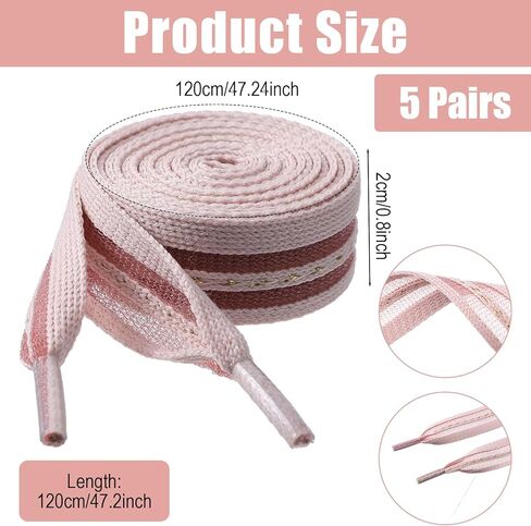 5 Pairs Ribbon Shoe Laces 0.8In Wide Flat Soft Fabric Shoelaces for Women 5 Colors Wide Shoe Laces for Sneakers Colorful Ribbon Shoes Ties for Womens Decorative in Saudi Arabia