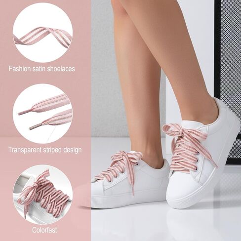 5 Pairs Ribbon Shoe Laces 0.8In Wide Flat Soft Fabric Shoelaces for Women 5 Colors Wide Shoe Laces for Sneakers Colorful Ribbon Shoes Ties for Womens Decorative in Saudi Arabia