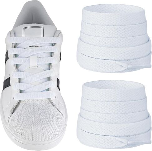 UamGlsob 10mm Shoelaces for Superstar II Shell Toe Sneakers, Wide Flat Polyester Durable Strings Replacement Shoe Lace in Saudi Arabia