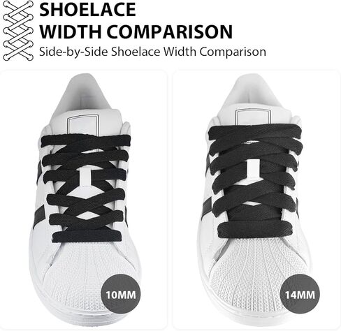 UamGlsob 10mm Shoelaces for Superstar II Shell Toe Sneakers, Wide Flat Polyester Durable Strings Replacement Shoe Lace in Saudi Arabia