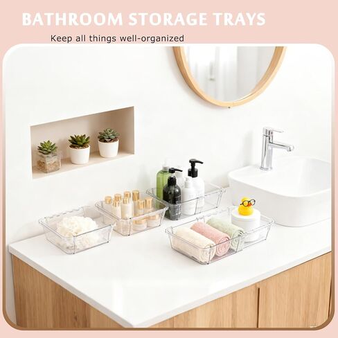 15 قطعة من منظم الأدراج القابل للتمديد، منظم مكياج قابل للتعديل بحجمين للدرج، صينية تنظيم أدراج الحمام، صندوق تخزين من الأكريليك الشفاف للمكياج، مستحضرات التجميل، منظم أدراج المكتب in Kuwait