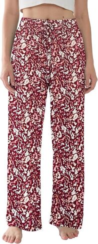 Womens Pajama Pants Lightweight Casual Comfy Lounge Palazzo Pants Sleepwear Loungewear PJs Bottoms with Pockets in Kuwait