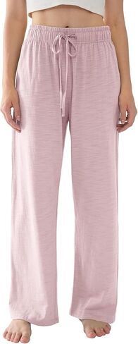 Womens Pajama Pants Lightweight Casual Comfy Lounge Palazzo Pants Sleepwear Loungewear PJs Bottoms with Pockets in Saudi Arabia