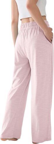 Womens Pajama Pants Lightweight Casual Comfy Lounge Palazzo Pants Sleepwear Loungewear PJs Bottoms with Pockets in Saudi Arabia